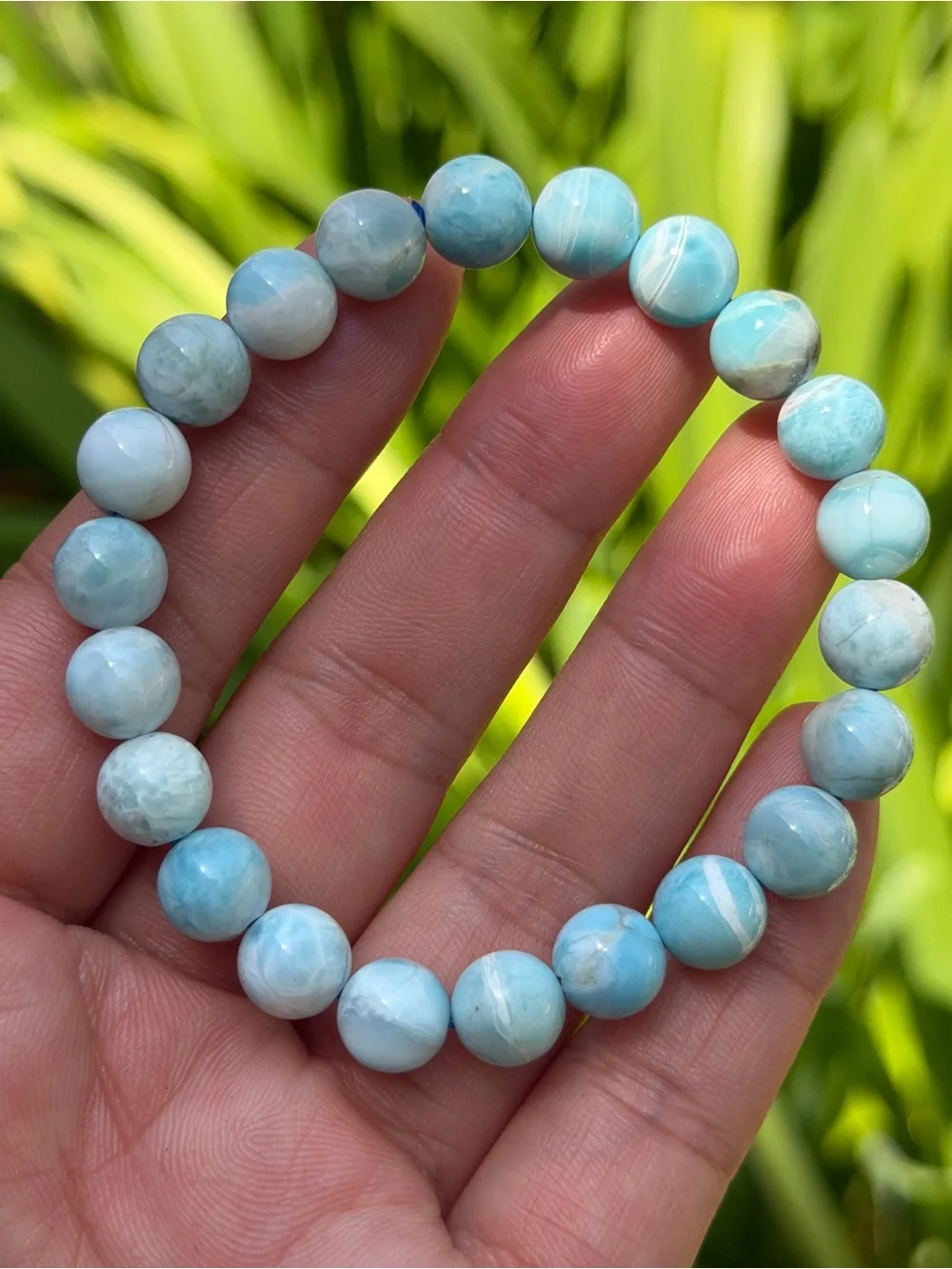 8.5mm stretchable larimar bracelet 2056